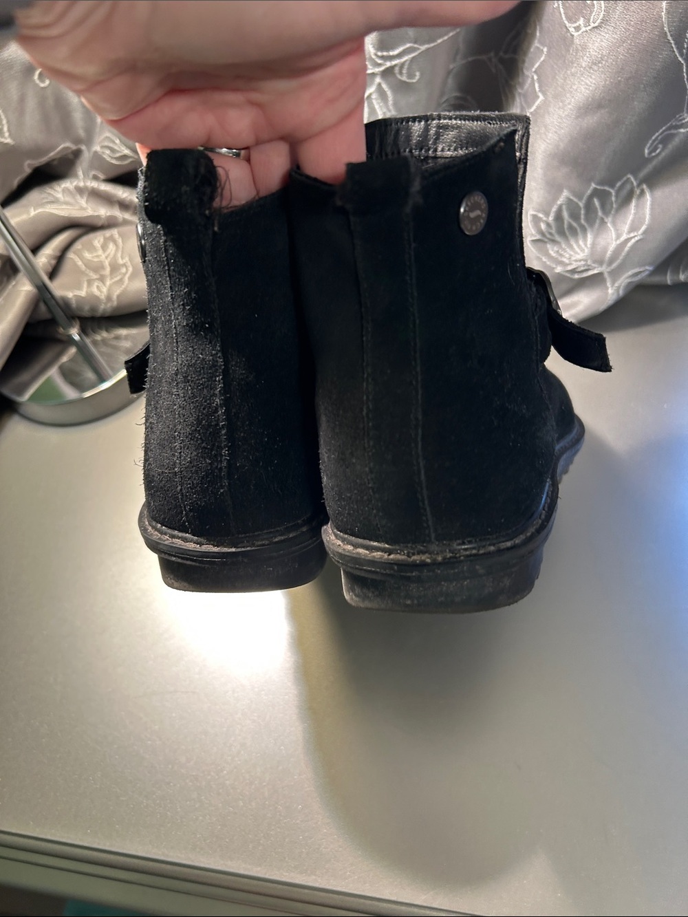 Skechers Women's Black Suede Ankle Booties with Decorative Ring - Picture 6 of 9